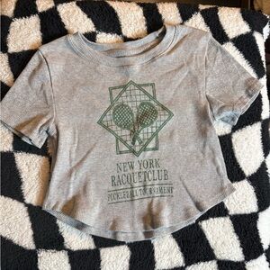 Gray Short Sleeve Tee with Green Graphic